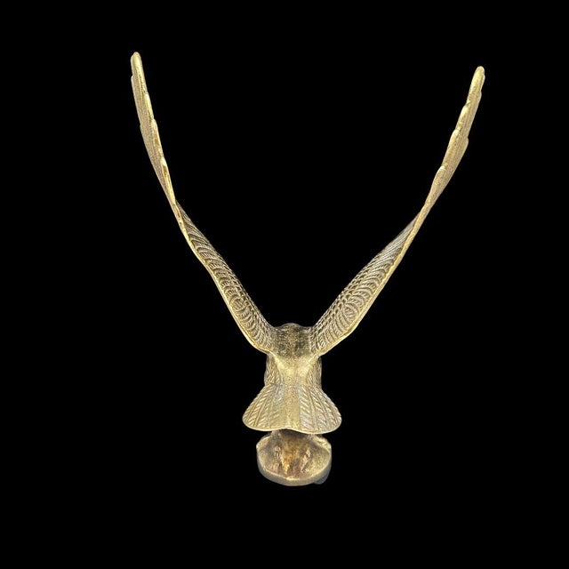 Mid-Century Modern Vintage Brass Eagle on Marble Base 9.5" Patriotic Desk Sculpture For Sale - Image 3 of 10