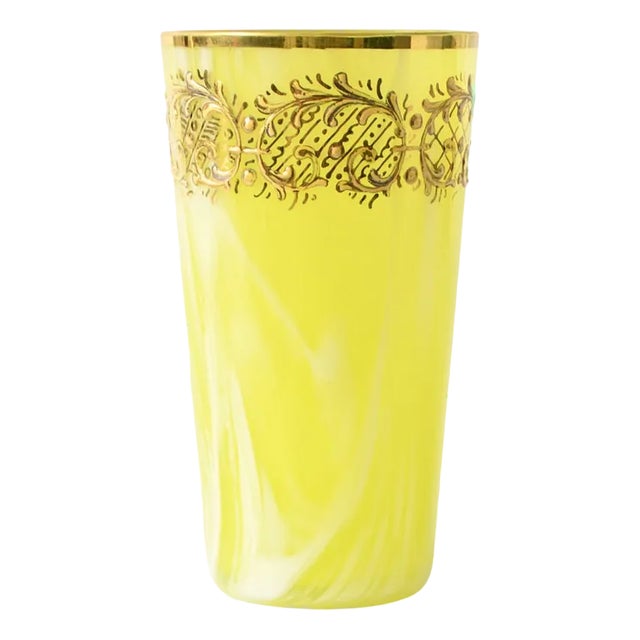 Yellow Spatter Glass Tumbler from Franz Welz, 1900s For Sale