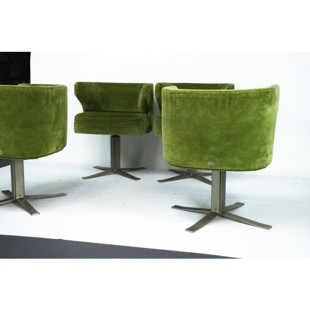 Mid-Century Modern Green Swivel Poney Chairs by Gianni Moscatelli for Formanova, Italy, 1970s, Set of 4 For Sale - Image 3 of 18
