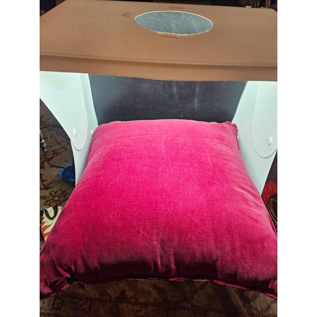 Shabby Chic Vintage Needlepoint Pillow W/Magnolia Flower Design For Sale - Image 3 of 4