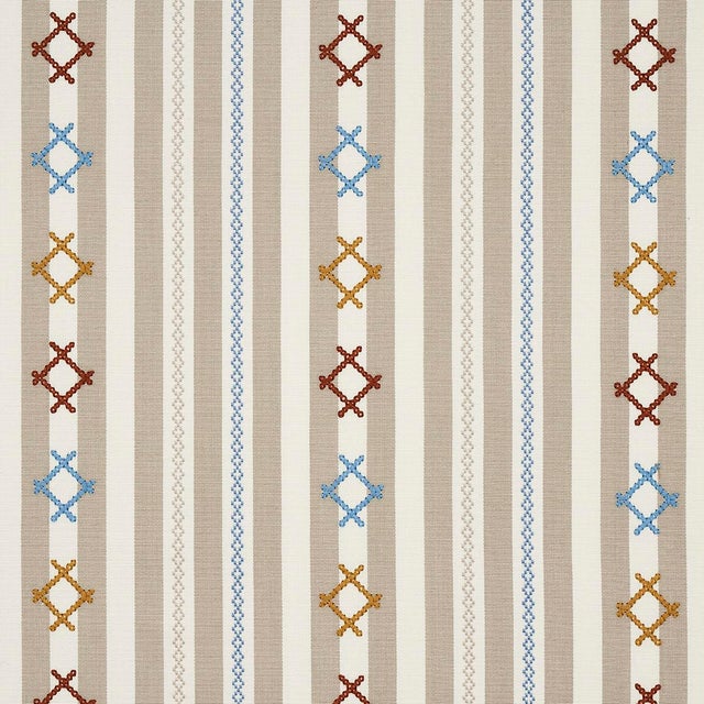Sample - Schumacher Rhodes Stripe Fabric in Neutral For Sale In Charlotte - Image 6 of 6