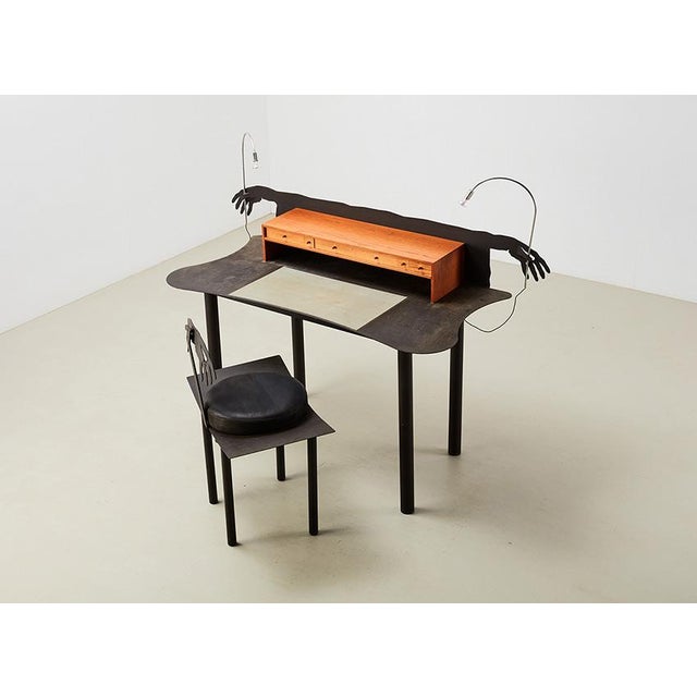 1980s Entremanos Desk & Chair attributed to Artist and Architect Andres Nagel for Akaba, Spain, 1988, Set of 2 For Sale - Image 5 of 13