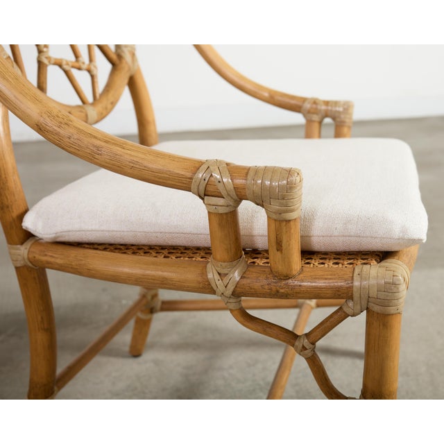 Set of Six Genuine McGuire "Cracked Ice" Rattan Dining Chairs For Sale - Image 12 of 18