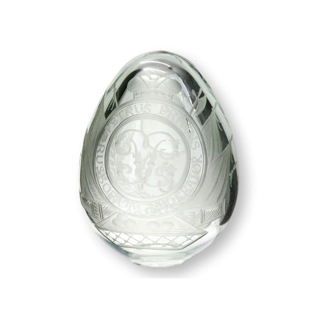 Russian Imperial Cut Glass Egg with Peter the Great Inscription For Sale In Los Angeles - Image 6 of 7