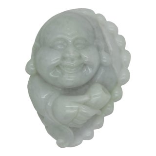 Jade Pendant Light Green Happy Buddha, Laughing Buddha Figure For Sale