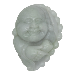 Jade Pendant Light Green Happy Buddha, Laughing Buddha Figure