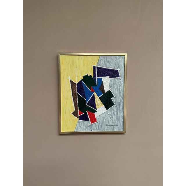 Original vintage swedish oil on canvas – “abstract composition iii ” by m. Hulander – signed – vintage & framed – 58 × 49...