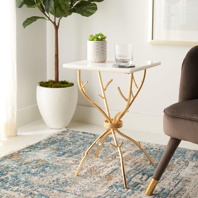 Marble Top Accent Table in White & Gold Chairish