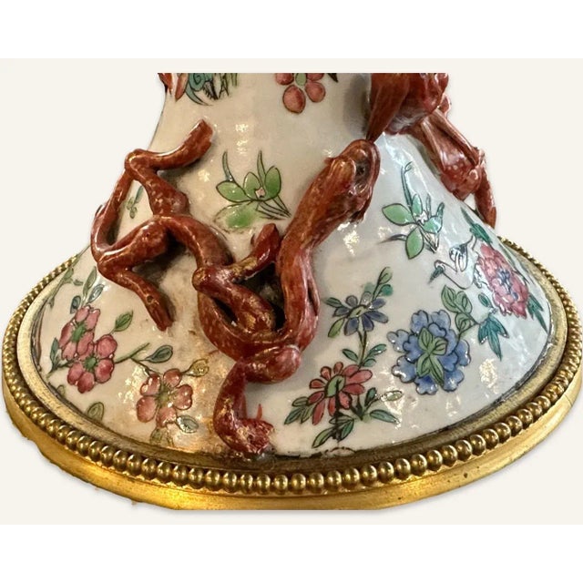 Pair 19th Century Gagneau & Fils Chinese Porcelain Oil Lamps For Sale - Image 6 of 9
