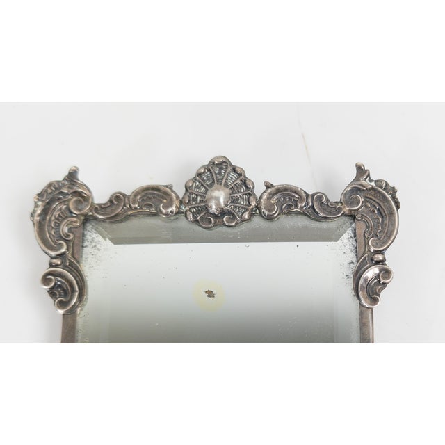 Metal 19th Century Portuguese .833 Silver Picture Frame With Beveled Mirror For Sale - Image 7 of 13