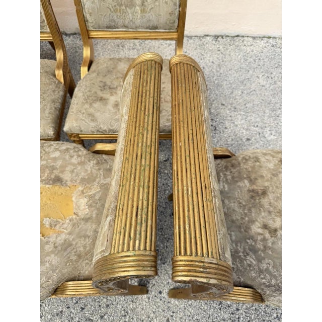 Wood Late 20th Century Neoclassical Regency Style Gold Carved Wood Dining Room Chairs - Set of 10 For Sale - Image 7 of 18