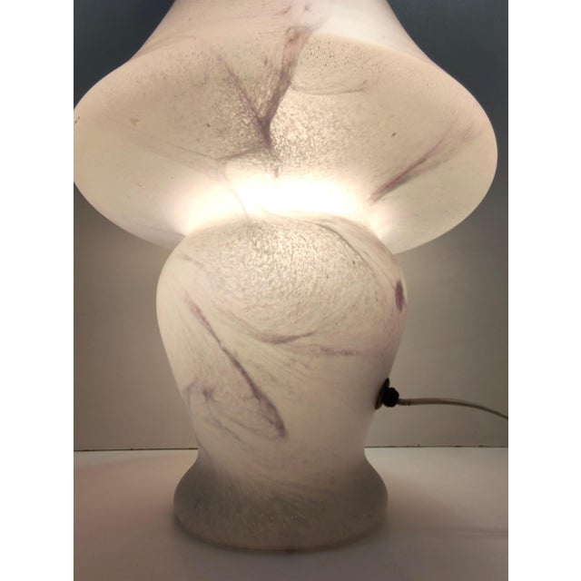 Vintage Italian White Murano Glass Table Lamp with Pink Marble Effect, 1970s For Sale - Image 9 of 16