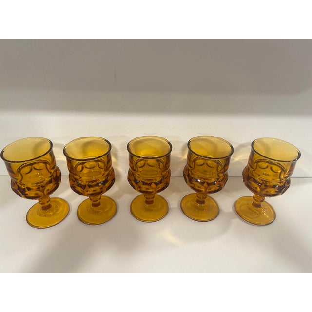 Mid-Century Modern 1960s Mid Century Modern Amber Wine Glasses - Set of 5 For Sale - Image 3 of 4
