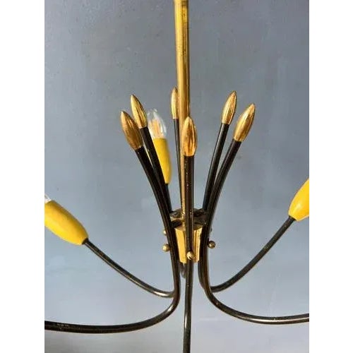 Black Vintage Spider Pendant Lamp in Yellow, 1950s For Sale - Image 8 of 11
