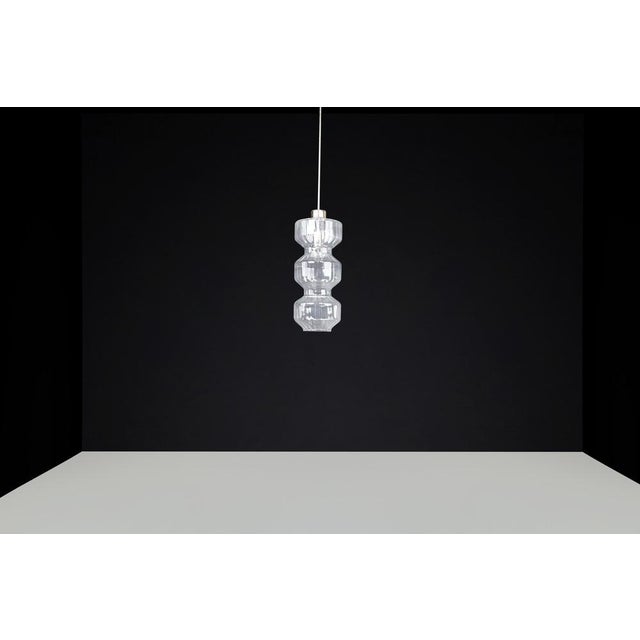 Mid-Century Modern Glass and Brass Pendant Lamp, Bohemia, Czechoslovakia, 1970s For Sale - Image 9 of 12