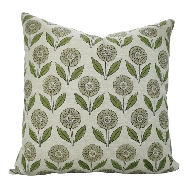 Fabdivine Handmade Block Print Decorative Cushion Cover 24x24 Inch Genda Pushp For Sale