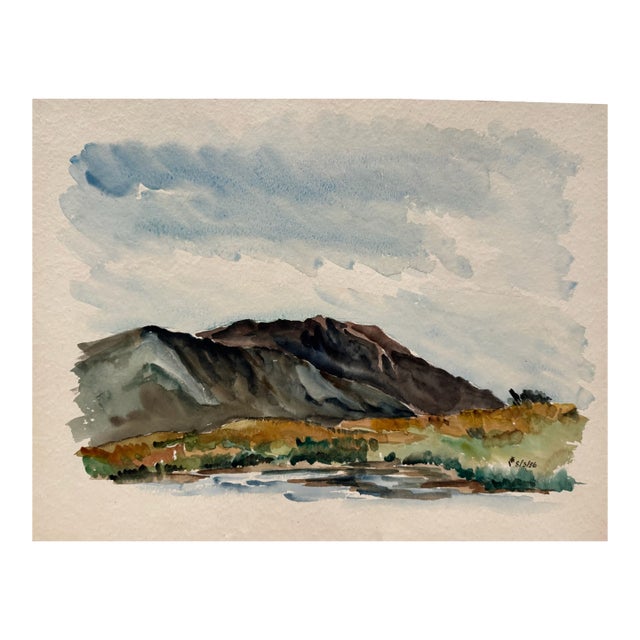Henry Emil Salloch Original Watercolor on Paper Rugged Desert Mesa, 1956. For Sale