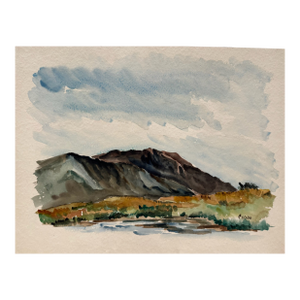 Henry Emil Salloch Original Watercolor on Paper Rugged Desert Mesa, 1956.