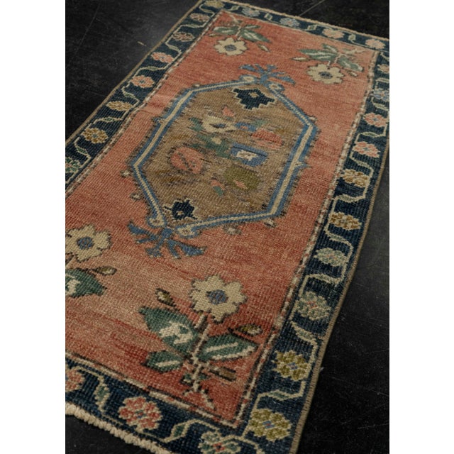 Textile Turkish Mini Rug Oriental Hand Knotted Vintage Rug 1'6" x 2'10" #21226 For Sale - Image 7 of 8