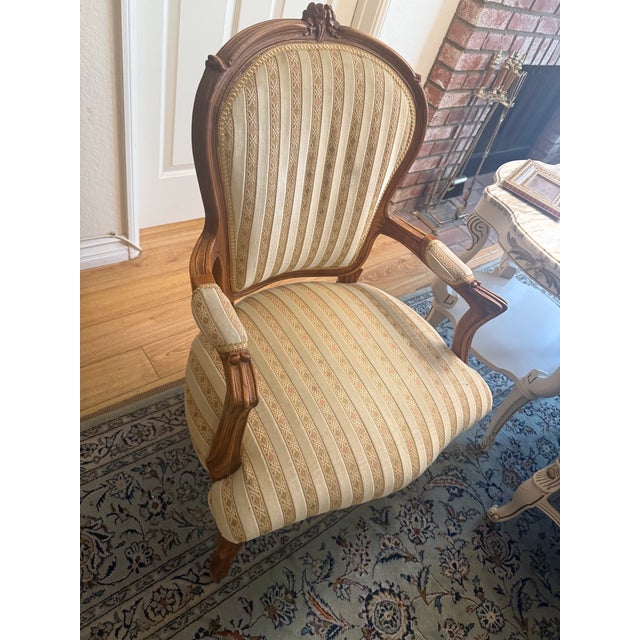 French Late 20th Century French Louis XV Style Carved Armchair For Sale - Image 3 of 9