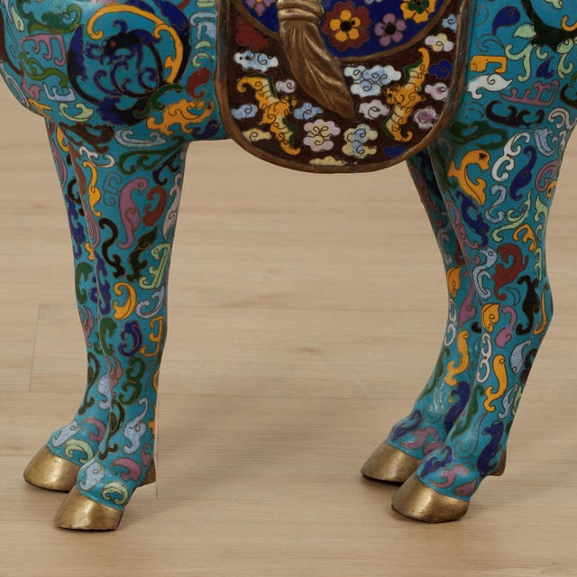 Pair of Vintage Chinese Cloisonne Horses For Sale - Image 9 of 18