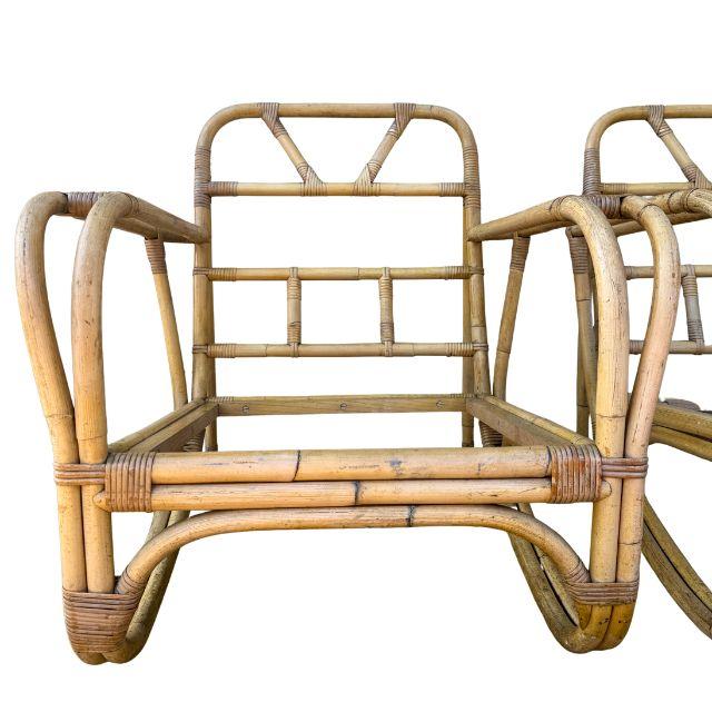 Mid 20th Century Mid-Century, Rattan Chairs, White Craft Products, Styled After Paul Laszlo, Miami, Fl Pair (2) For Sale - Image 5 of 18