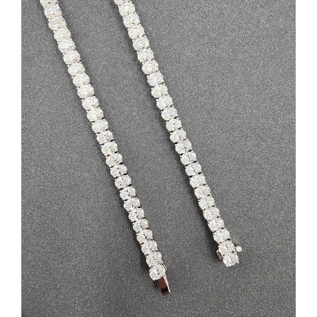 28.06 Ct Oval Diamond Tennis Necklace For Sale In Chicago - Image 6 of 9