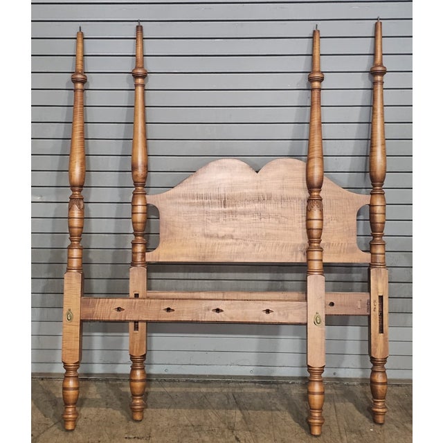 Late 20th Century Tiger Maple Four Poster, Canopy Single Bed Benchmade Leonard's of Massachusetts For Sale - Image 4 of 7