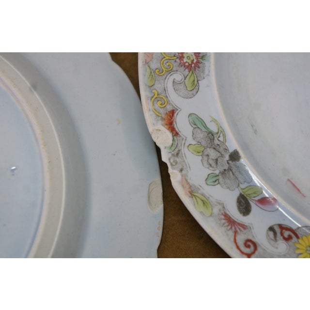 Black Antique Stephan Folch Ironstone Imari Bamboo & Basket China Dinner Plates - Set of 16 For Sale - Image 8 of 12