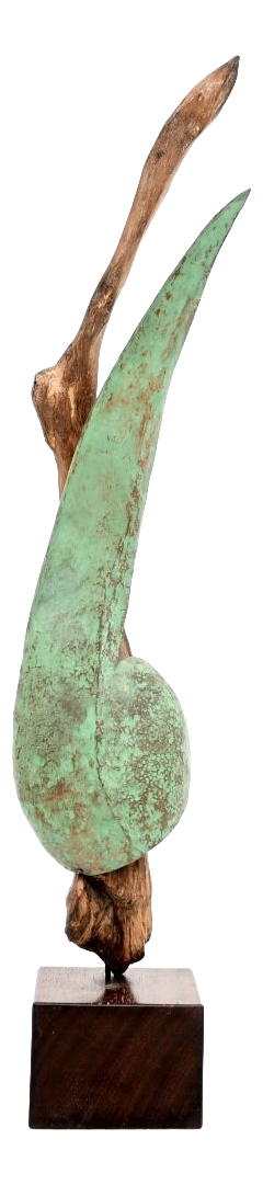 Vintage Bronze and Driftwood Sculpture by A. Altmann