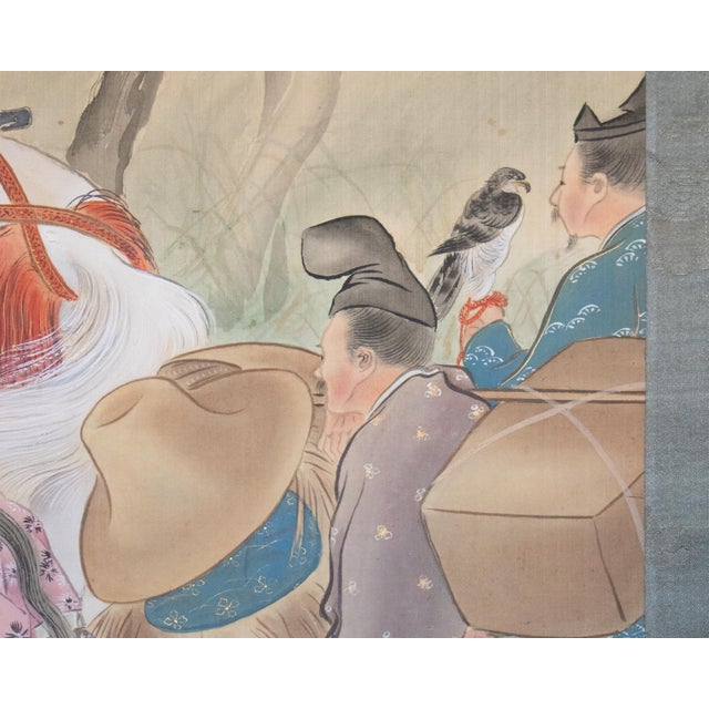 XL "Samurai" by Kogyoku, Meiji Era Japanese Silk Scroll Painting For Sale - Image 11 of 18