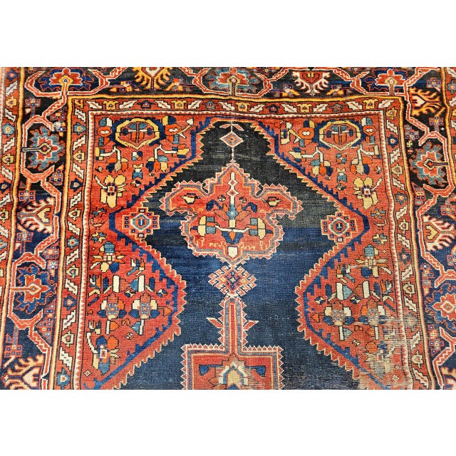 19th Century Persian Farahan Gallery Rug, Hand-Knotted Wool, Geometric Pattern, Red & Navy, 5x10 For Sale - Image 13 of 17