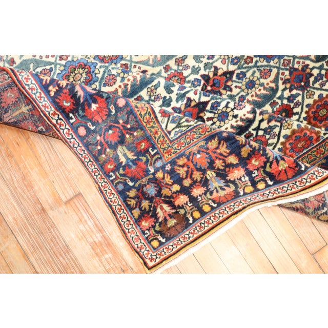Textile Antique Zabihi Collection Ivory Field Persian Bidjar Gallery Rug - 5'9" x 11' For Sale - Image 7 of 12
