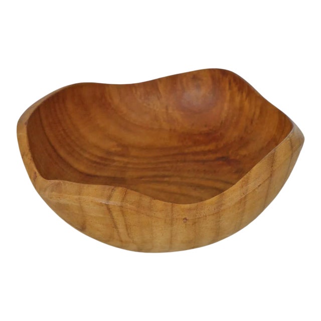 Simple Teak Wave Bowl For Sale