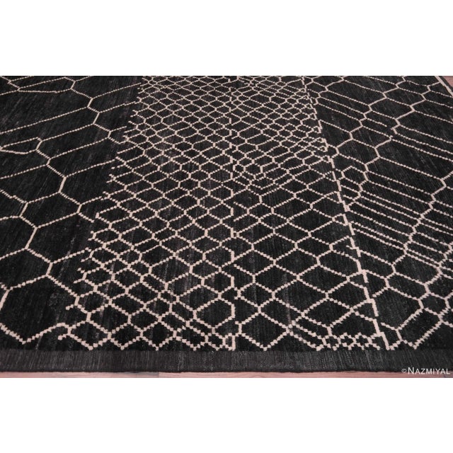 Black Nazmiyal Collection Large Tribal Moroccan Design Modern Rug For Sale - Image 8 of 10