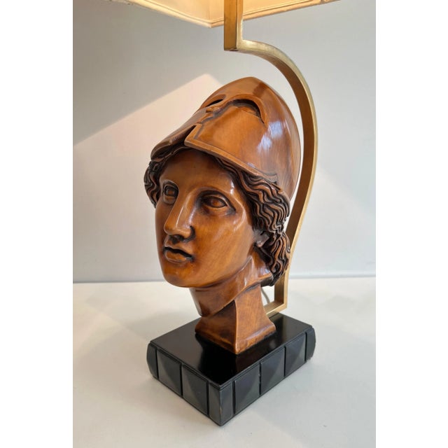 Brown 1970 Table Lamps Depicting Faces of Helmeted Soldiers - A Pair For Sale - Image 8 of 12