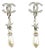 Chanel Brand New Silver CC Crystal Star Tear Drop Pearl Piercing Earrings, A Pair For Sale