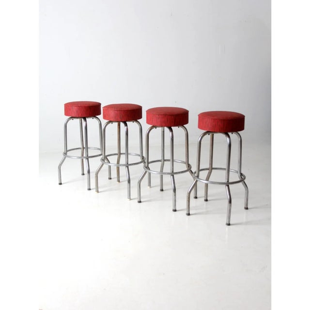 Mid-Century Modern Vintage Bar Stools Set of 4 For Sale - Image 3 of 12