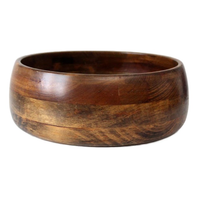 Vintage Mid Century Modern Segmented Wood Serving Bowl For Sale