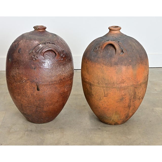 Ceramic Pair of French 19th Century Massive Ceramic Olive Oil Jars For Sale - Image 7 of 18