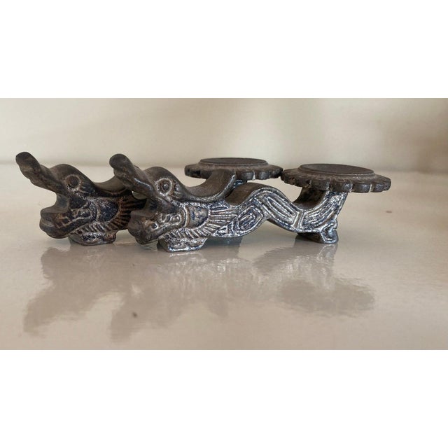 Black Antique Iron Dragon-Form Chinese Chopstick Rests—A Pair For Sale - Image 8 of 10