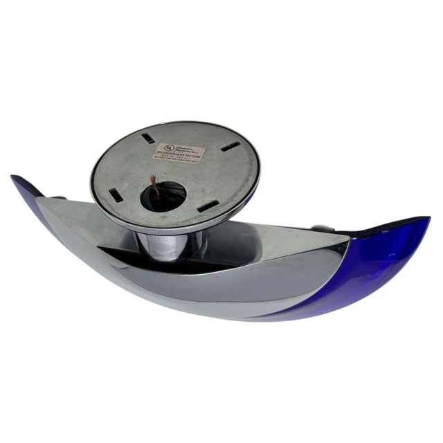 Postmodern Italian Cobalt Blue Murano Glass & Chrome Wall Sconce, 1980s 1 of 7 For Sale - Image 17 of 17