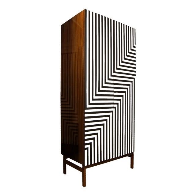Vintage Polish Wardrobe with Op Art Motif, 1970s For Sale