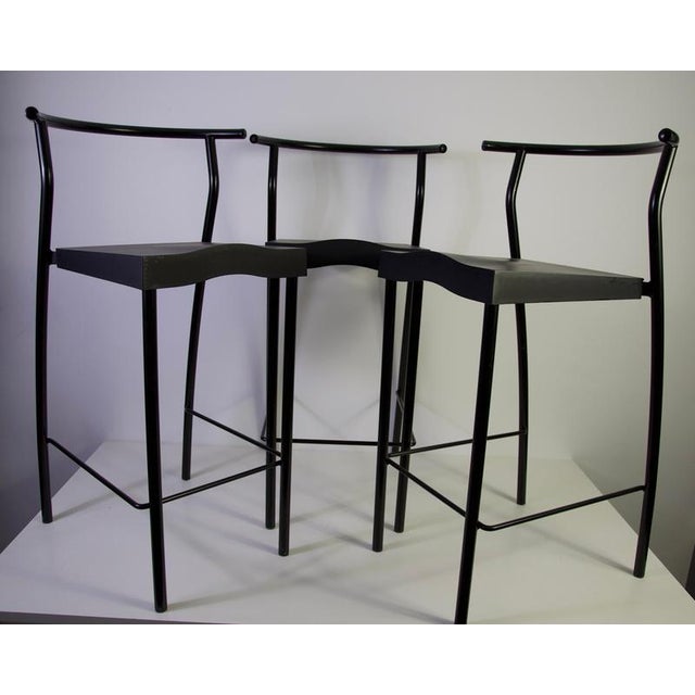 Kartell Black Barstools by Philippe Starck for Kartell, Italy, 1980s, Set of 3 For Sale - Image 4 of 10