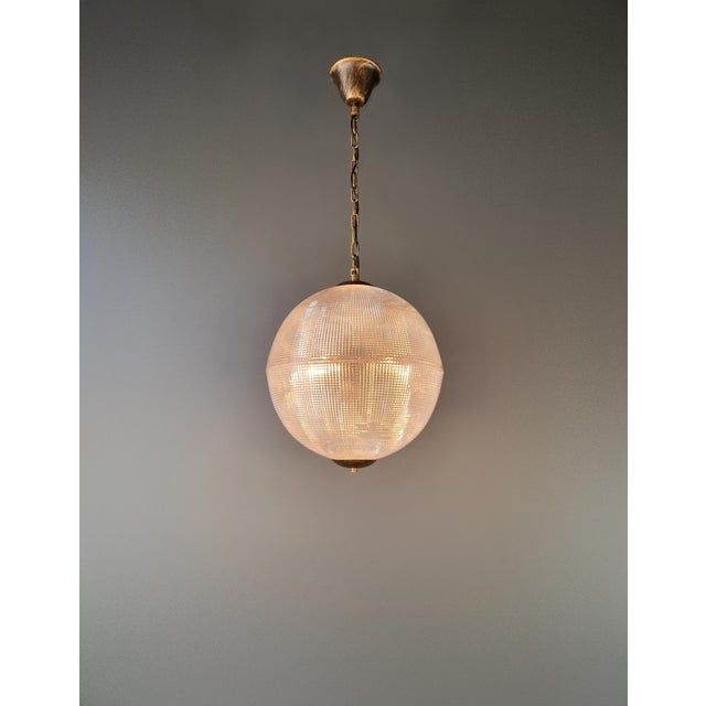 Art Deco Paris Street Lamp Style Prismatic Glass Globe Pendant Chandelier For Sale - Image 11 of 11