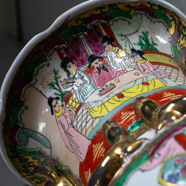Mid to Late 20th Century Asian Porcelain Rose Medallion Vase Andrea by Sadek Hand Painted For Sale - Image 15 of 18