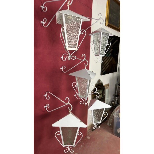 Set of 5 Italian wrought iron wall lamps, 1970s Intact and in good condition, found outside a villa in Taormina. European...