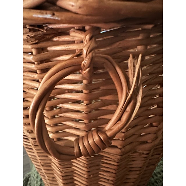 Vintage Mid-Late 20th Century Wicker Wastebasket For Sale - Image 11 of 12