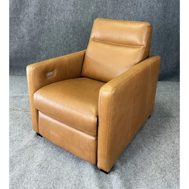 West Elm West Elm Harris Leather Power Recliner in Nut Saddle Leather For Sale - Image 4 of 18