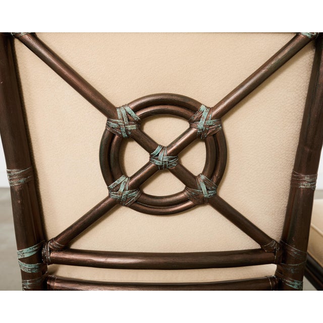 Set Ten McGuire Bronzed Rattan Target Dining Chairs For Sale - Image 10 of 18